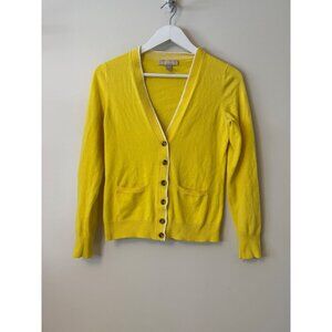 Banana Republic Yellow White Button-Up Cardigan Sweater XS